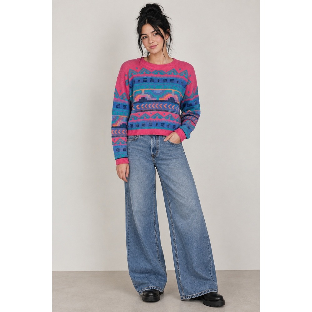 Vintage Southwestern Knit Sweater Women's Size Medium Aztec Cowgirl Boho Indie